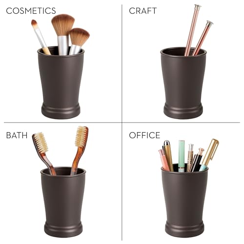 iDesign Kent Bathroom Tumbler Set - Bronze Plastic Toothbrush Holder (2 Pack)