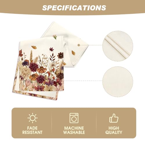 210 GSM Fall Table Runner 13x90 Inch Beige Polyester Home Decor