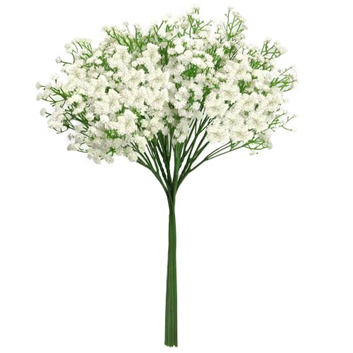 9 Pack Artificial Baby’s Breath Flowers, 20.5" White Faux Gypsophila Stems