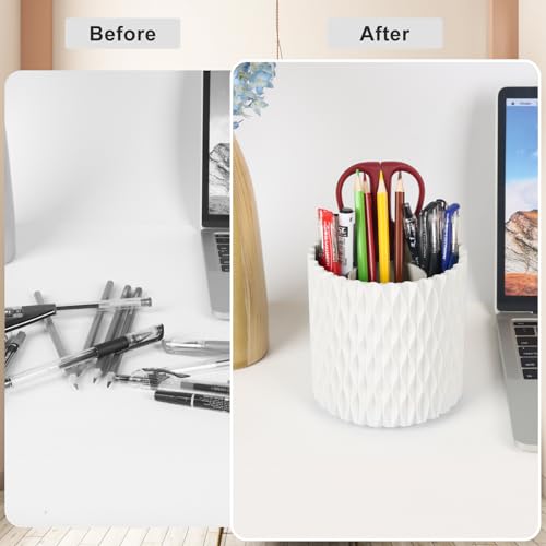 Rosanixita White 360° Rotating Makeup Brush Organizer with 5 Slots