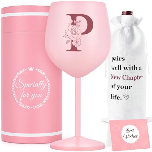 Pink Personalized Monogram Wine Glass - 19oz Stainless Steel Gift for Women
