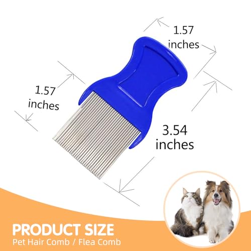 HESSION Metal Teeth Flea and Lice Comb Set - 6 Pack Pet Grooming Combs
