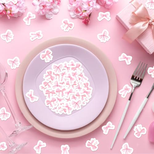 200pcs Pink Bow Confetti Decorations for Baby Shower & Weddings