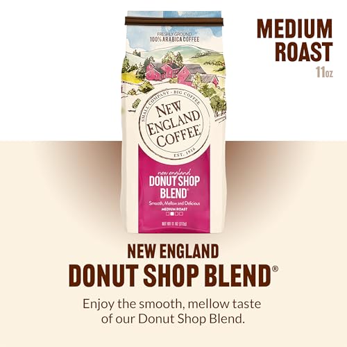 New England Coffee Donut Shop Blend Ground Coffee, 18oz (Pack of 4)
