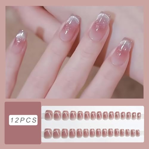 Long Coffin Press On Nails Gradient Ballerina False Nails 24 Pcs