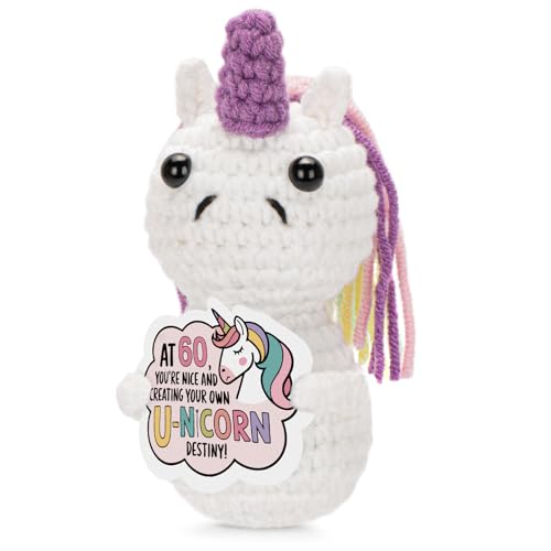 Handmade Positive Unicorn Crochet Doll - 40th, 50th, 60th Birthday Gift