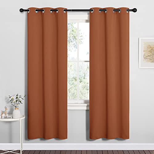 NICETOWN Blackout Curtains - 34 x 72 Inch Grommet Drapes, Burnt Orange (Pair)