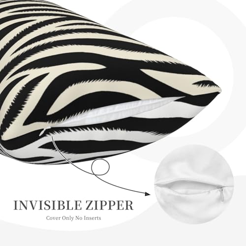 Zebra Print Striped Pillow Covers 12x20 Inch Set of 2