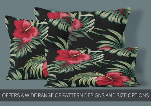 KELEMO Tropical Vintage Red Hibiscus Pillow Case 18x18 (Pack of 1)