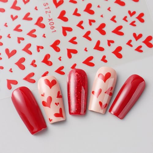 Valentine's Day Heart Nail Art Stickers 10 Sheets Self-Adhesive Decals