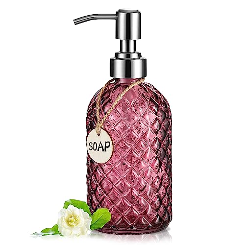 MOCLIF 16 oz Purple Glass Soap Dispenser with Rustproof Stainless Pump