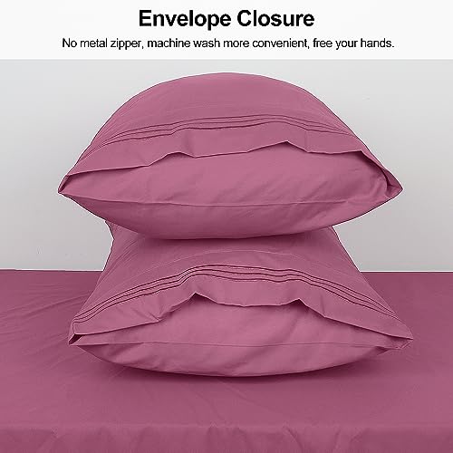 Lirex Standard Pillow Cases, Set of 2 Ultra-Soft Microfiber - Mauve Pink