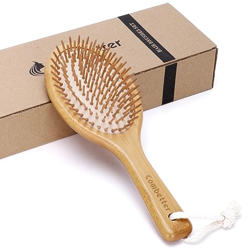 Combetter Natural Bamboo Hair Brush for Scalp Massage and Anti-Frizz