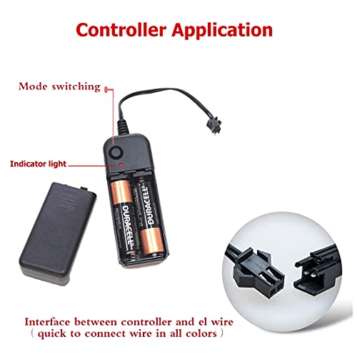 10-Pack 9ft Waterproof EL Wire Kit with Battery Controllers - 10 Colors