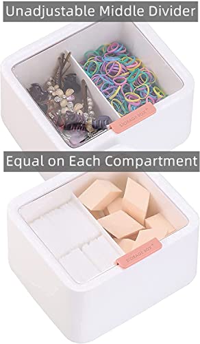 Tecbeauty 2-Slot Cotton Swab & Q-Tip Holder - White Bathroom Organizer Jar