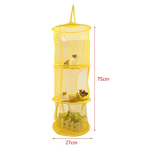 3-Tier Hanging Mesh Closet Organizer - Foldable Storage for Toys & Clothes