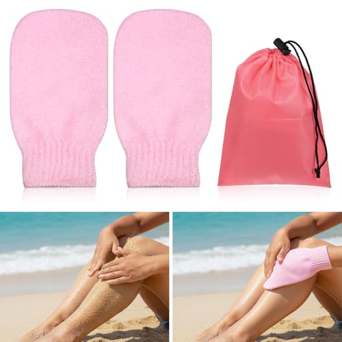 Thinp Sand Remover Mitts - 2 Pack Beach Sand Wipe Off Mitts with Storage Bag