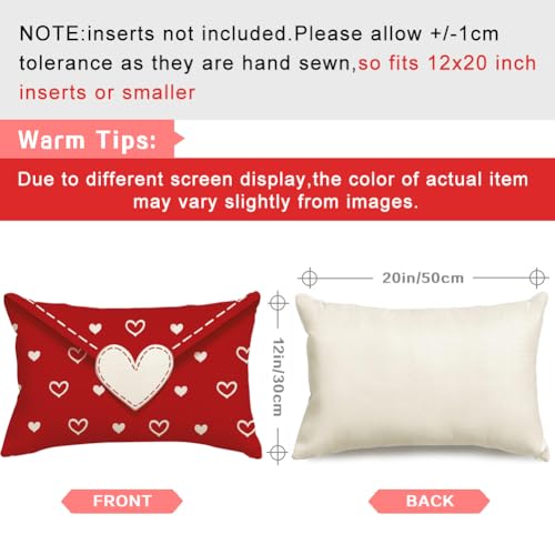 Valentine Heart Lumbar Pillow Cover 12x20 Red Envelope Decor