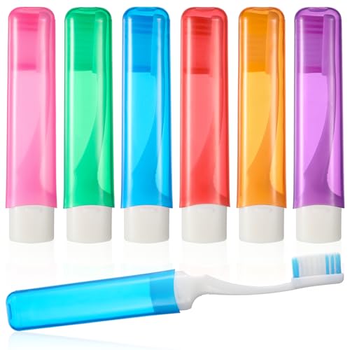 6 Pcs Travel Toothbrush Set, Portable Foldable Toothbrushes with Case