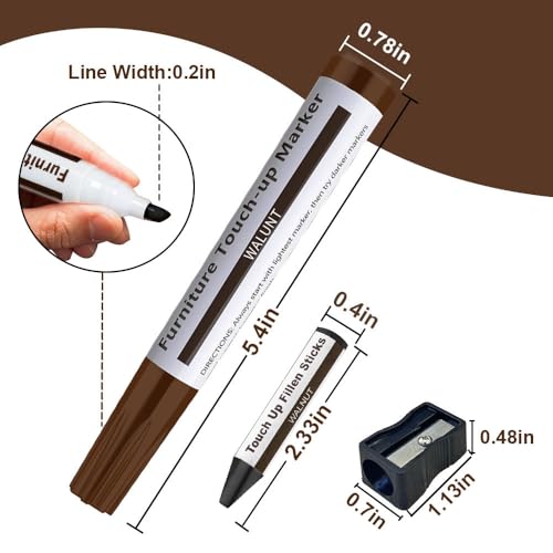LHAVEN Furniture Repair Kit - 6 Color Wood Markers & Wax Sticks Set
