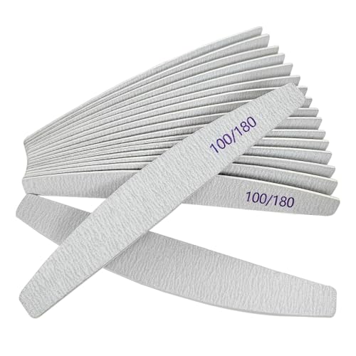 AhaTopia 12-Pack Wooden Nail Files 100/180 Grit Double Sided Emery Boards