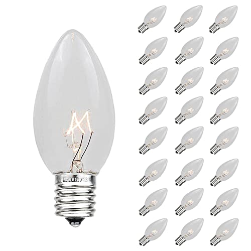 Christmas Replacement Bulbs C7 E12 Base Clear 25 Pack - Novelty Lights