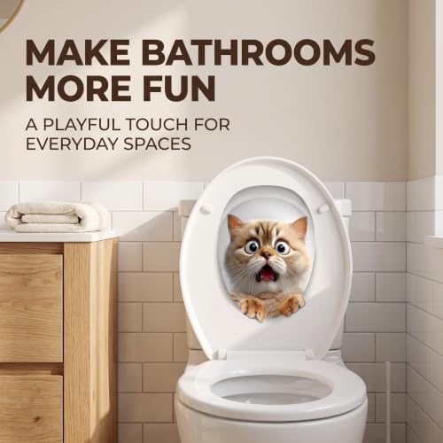 Galepromot 3D Kitten Toilet Lid Sticker - Waterproof Bathroom Decor