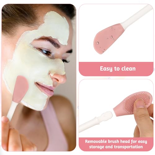 Thinp 2 Pcs Silicone Face Mask Applicator and Dual-Ended Brush Set