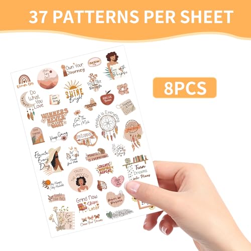 Boho Temporary Tattoos 8 Sheets - Inspirational Motivational Body Art