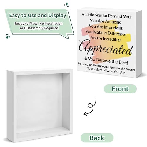 Inspirational Wooden Box Sign - Motivational Office Desk Decor & Farewell Gift