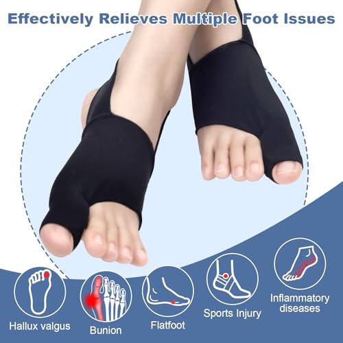 2-Pack Bunion Corrector for Women & Men | Big Toe Straightener Splint with Silicone Spacers | Relieves Hallux Valgus, Bunion Pain & Bursitis | Day & Night Use