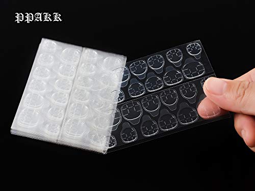 PPAKK 240pcs Nail Adhesive Tabs - Transparent Double-Sided Press-On Nail Glue Stickers