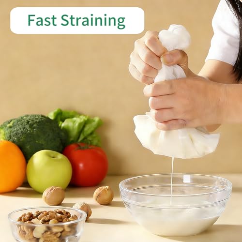Nut Milk Bag Set - 10 Reusable 12x8 Inch Strainer Bags for Juice, Yogurt & Cheese