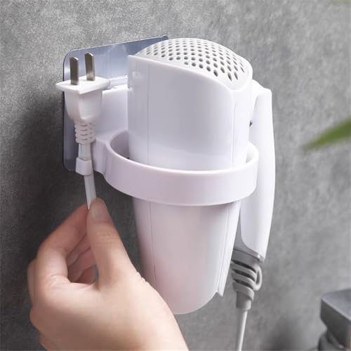 Wall-Mounted Hair Dryer Holder - Self-Adhesive Bathroom Organizer
