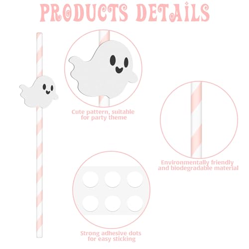 24 Pink Halloween Straws - Eco-Friendly Party Decor