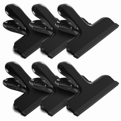 HOUSE AGAIN 6 Pack Heavy Duty Silicone Covered Chip Bag Clips - 3 Inch, Color Coded, Safe Edges for Kitchen & Office