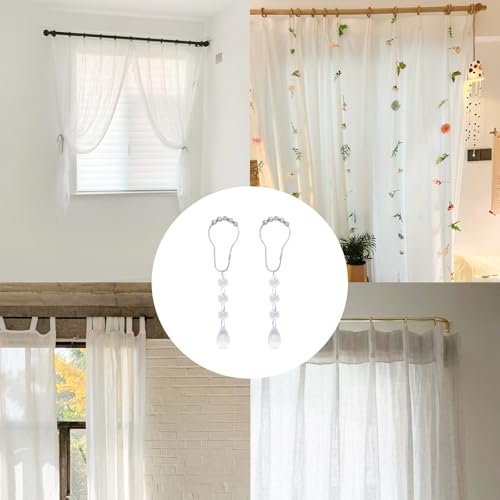 Pocoxll Crystal Bead Shower Curtain Hooks - 12 Pcs Style 1
