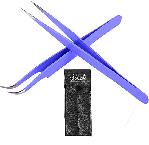SIVOTE Eyelash Extension Tweezers for Classic & Volume Lashes, 2-Pack Purple