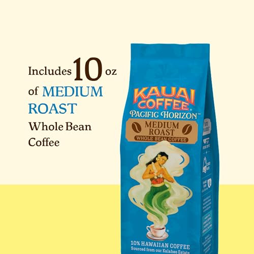 Kauai Coffee Whole Beans – Koloa Estate Medium Roast, 10oz (Pack of 4)
