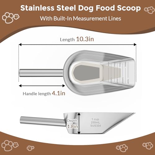 304 Stainless Steel Dog & Cat Food Scoop - 1 Cup Measuring Tool