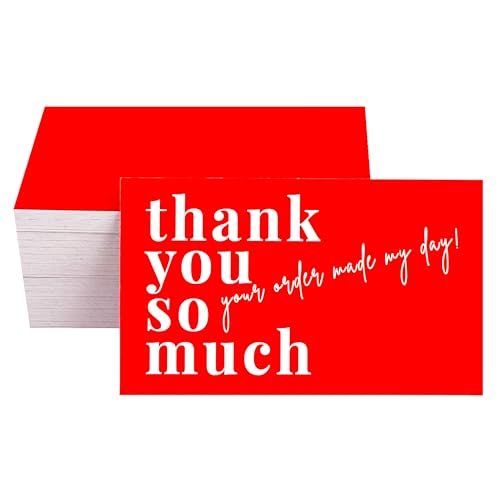 Red Thank You Cards for Small Business - 2x3.5 Inch, Pack of 100