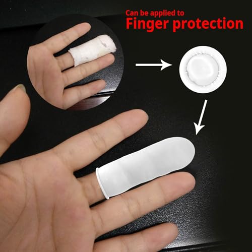100 Pcs Disposable Finger Cots, Large Latex Finger Protectors for Clean and Dry Protection, Rubber Fingers Tips Tips for Beauty and Electronic Repair (Large White)