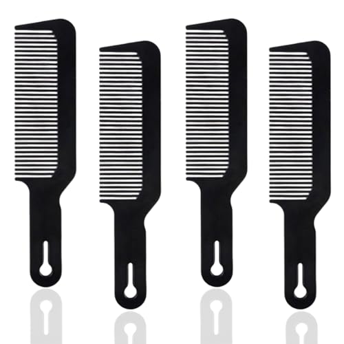 TIKIYOUN 4-Pack Black Hair Combs Set - Heat-Resistant Flat Top & Fading