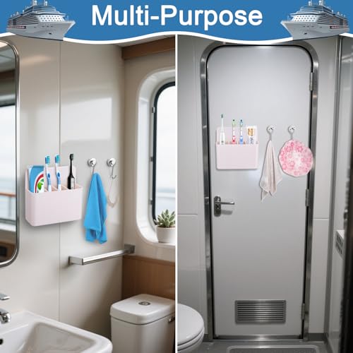 Palksky Magnetic Toothbrush Holder with 2 Hooks - 1 Pack Cruise Organizer