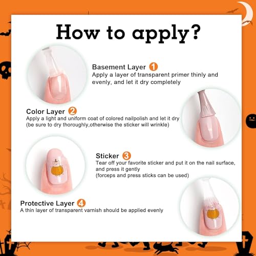 280 PCS Glow Halloween Nail Stickers for Kids - DIY Nail Art Decals