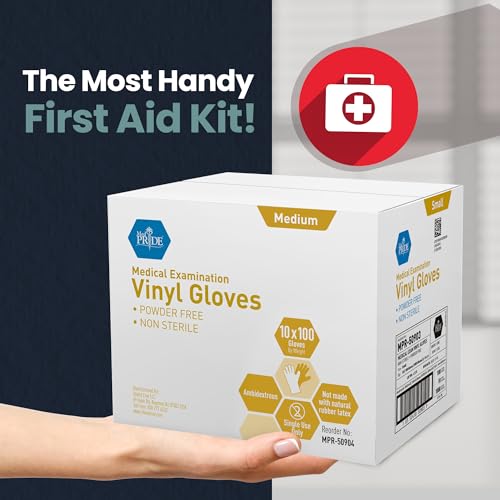 MED PRIDE Vinyl Medical Exam Gloves - Powder & Latex-Free, Medium, 1000-Count