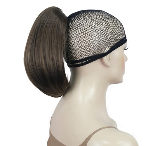 Aimole Straight Clip In Ponytail Hair Extension 8 Light Chestnut Brown