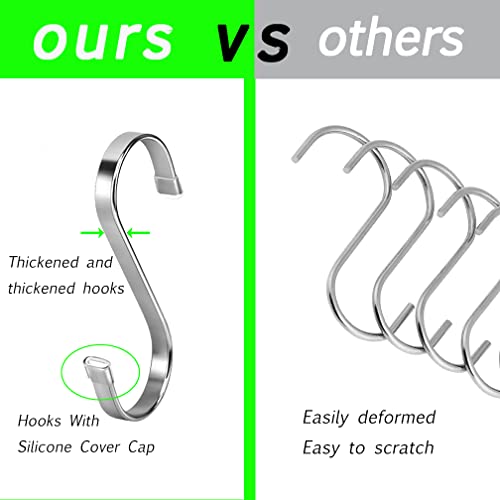 Stainless Steel S Hooks 3.7 Inch - Heavy Duty 8 Pack for Kitchen & Garden