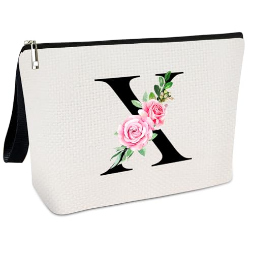 Initial Makeup Bag Waterproof Monogram Cosmetic Pouch for Women