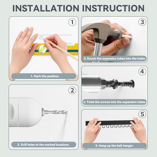 HOMEBROS Wall Mount Tie Rack, Wooden Closet Tie Hanger with 24 Swivel Hooks